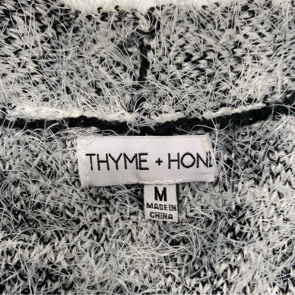 Thyme + Honey Open Front Duster Length Medium Cardigan Animal Print Ivory Black - Picture 8 of 10